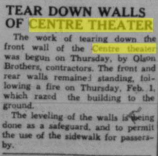 Centre Theater - Mar 9 1945 Article On Demolition (newer photo)